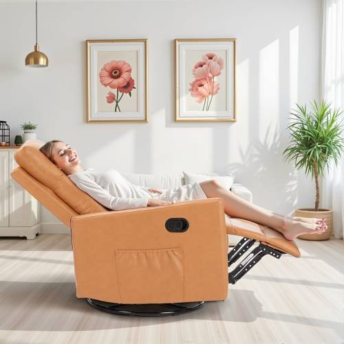 Recliner Chair, Swivel Rocking, Glider Rocker Recliner, Nursery Chair With Footrest For Living Room