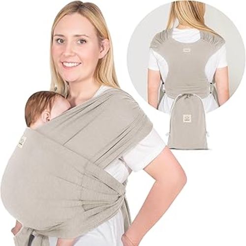 KeaBabies Baby Wraps Carrier, D-Lite Baby Wrap - Easy-Wearing, Adjustable Baby Sling Carrier, Baby Carrier Newborn to Toddler, Infant Baby Carrier Wrap Holder, Ring Sling Baby Carrier (Stone Gray)