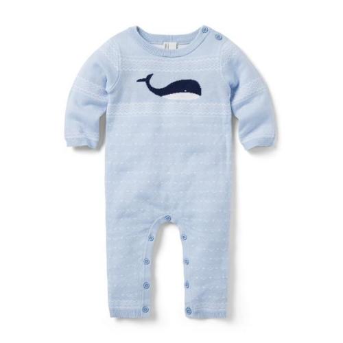 Newborn Kentucky Blue Fair Isle Baby Fair Isle Whale One-Piece by Janie and Jack
