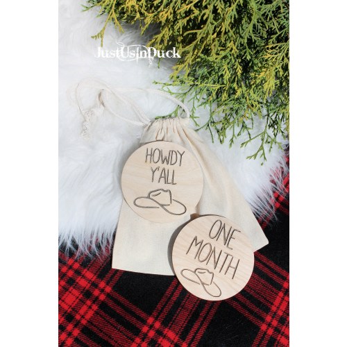 Personalized Cowboy Milestone Markers, Baby Photo Prop, Wood Sign Keepsake, Custom Plaque, Milestone cards, pregnancy photo discs, western
