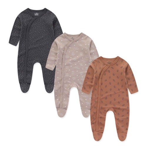 Falianni Newborn Unisex 3 Pieces Sleep´N Play Footed Pajamas Cotton Cartoon Rompers Infants Outfit ，0-12Months