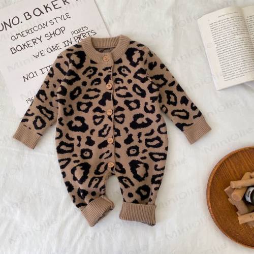 Baby Leopard Print Knitted Romper 6-12 mo