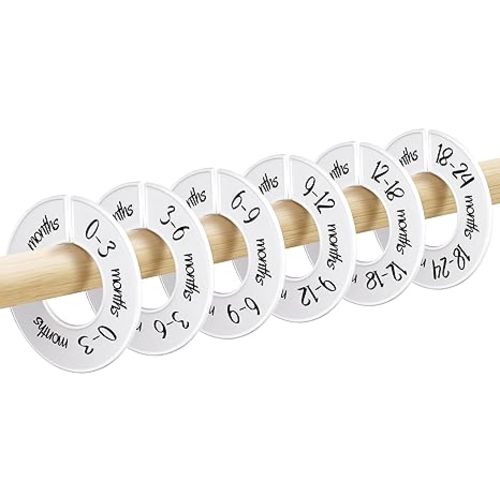 Pro Goleem Baby Closet Dividers Unisex Baby Closet Organizer for Nursery Baby Clothes Size Age Dividers Fits 1.5" Rod 6 PCS