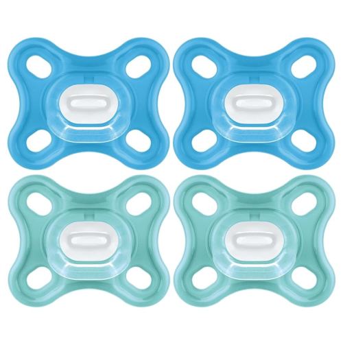 MAM Comfort Baby Pacifiers, Lightweight One-Piece Full Silicone Binky for Newborns 0-3 Months, BPA-Free Nipple, Easy to Clean Pacifier, Best for Breastfed Babies, with Sterilizer Case, 4 Count Binkies