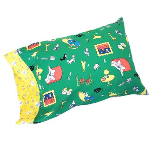 Goodnight Moon Print on Green Organic Cotton Pillowcase in a Variety of Sizes