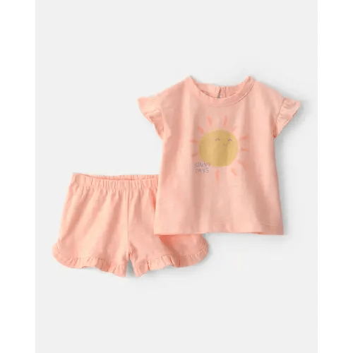 Baby Girl 2-Piece 'Sunny Days' Top & Short Set - Orange | Carter's