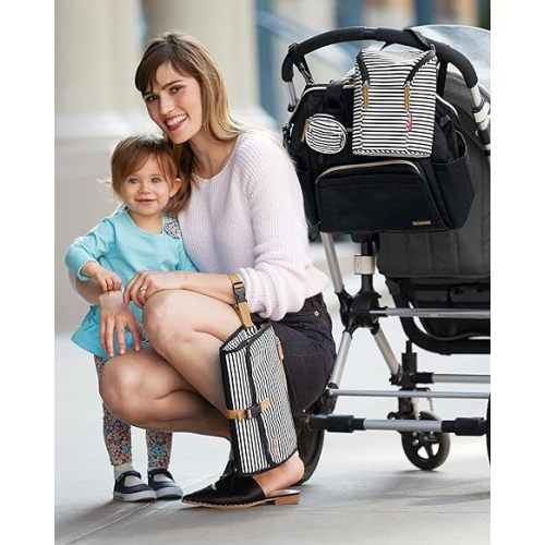 Skip Hop Portable Baby Changing Pad, Pronto, Black & White Stripe - Black Stripes