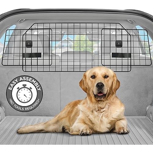 Pawple Dog Car Barrier for SUV's, Cars, Vehicles, & Trucks, Adjustable Large Pet Divider, Heavy-Duty Wire Mesh- Universal Fit