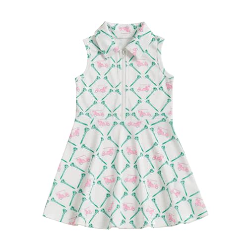 Rourufy Kids Girls Golf Outfit Toddler Girl Sleeveless Golf Dress Summer A Line Polo Dresses Athletic Workout Clothes