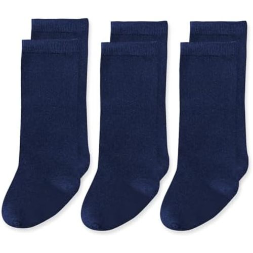 EPEIUS Baby Knee High Socks Seamless Baby Socks Solid Cotton Stockings for Boys/Girls 0-3/3-6/6-12/12-24 Months 3 Pack