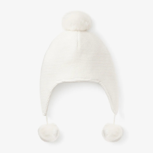 Sofia & Finn White Pom Pom Baby Hat – Elegant Baby