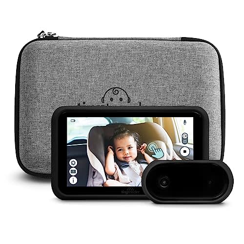 Tiny Traveler Baby Monitor Portable Baby Car Camera with Add-On Camera & Travel Kit, Night Vision HD 720p 5" Touchscreen, Battery Powered, Split-Screen, Travel Pouch Included - Black