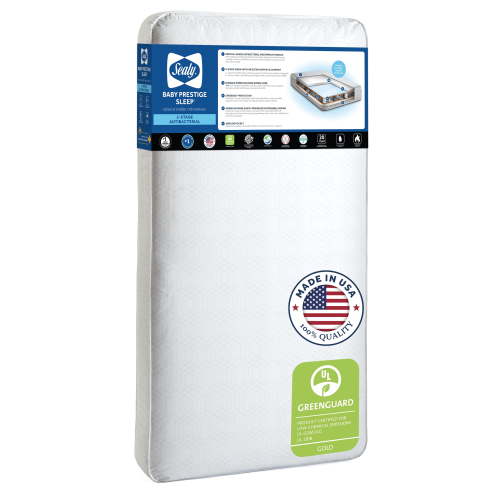 Free Shipping! Sealy Baby Prestige Sleep 2-Stage Antibacterial Crib Mattress with 204 Coils Waterproof Firm Infant and Toddler Sides
