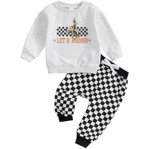 Western Toddler Baby Boy Clothes It's Alright To Be Little Bitty Sweatshirt Cowboy Hat Print Pants Set Country Outfit