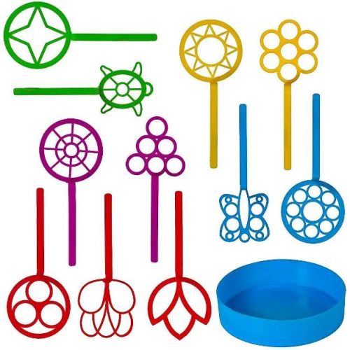 Neliblu Bubble Wand Set Of Assorted Shapes And Colors - 11 Pieces