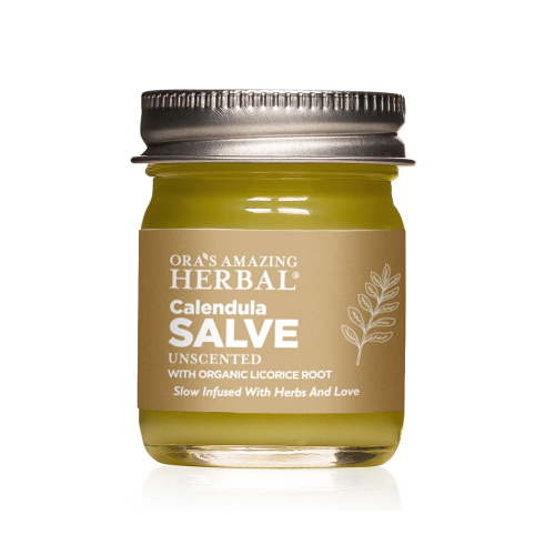 Ora's Amazing Herbal, Calendula Salve for Sensitive Skin, Coconut Free Calendula Cream & Draw Salve with Licorice Root 1 oz Travel Size