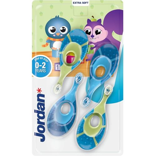 Jordan* ® | Step 1 Baby Toothbrush | 0-2 Years, Soft Bristles, BPA Free | 4 Pack