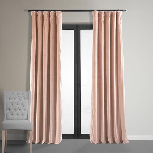 HPD Half Price Drapes Signature Velvet Thermal Blackout Curtains for Living Room 84 Inch Long (1 Panel) Rod Pocket Insulated Blackout Curtains for Bedroom Window Curtains, 50W x 84L, Rosey Dawn