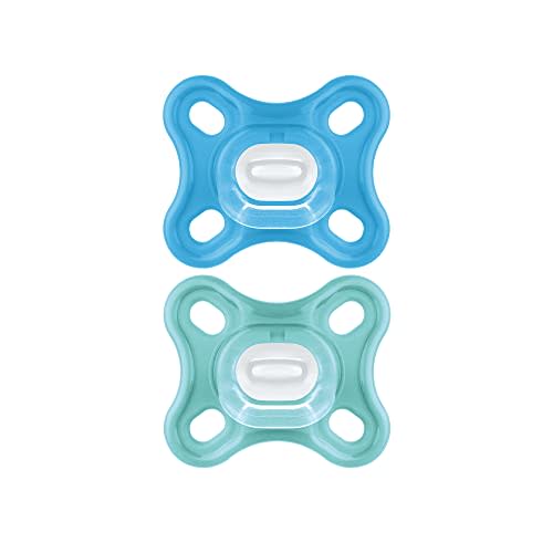 MAM Comfort Baby Pacifiers, Lightweight One-Piece Full Silicone Binky for Newborns 0-3 Months, BPA-Free Nipple, Easy to Clean Pacifier, Best for Breastfed Babies, with Sterilizer Case, 2 Count Binkies