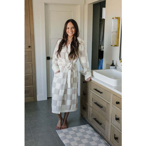 Taupe Checkered Robe