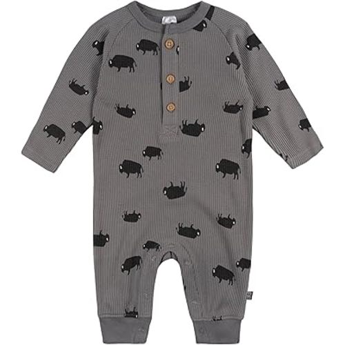 Unisex Baby Henley Waffle-Knit Romper