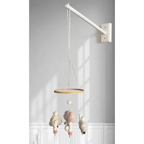 Crib Mobile Wooden Arm, Wall Mounted Suitable for All Cribs 100% Natural Larch Hanger Nusery Decor Baby Room Safe Holder(Mobile is not Included