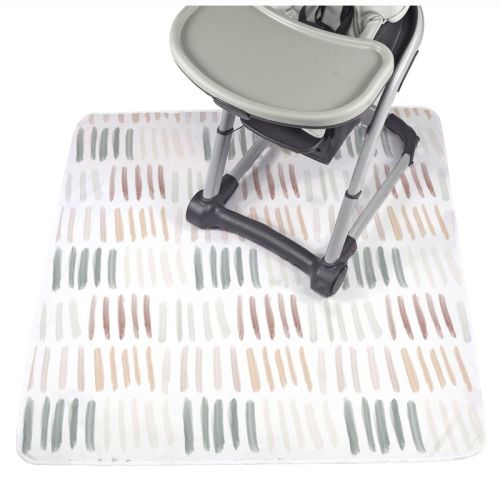 Baby Splat Mat For Under High Chair - Washable Waterproof Baby Floor Mat 51"x51" - Dashes