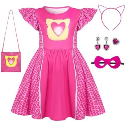 Girls Superhero Cosplay Costume Kitties Dress Movie Character Cat Dress Up Outfits