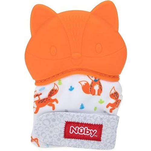 Nuby Happy Hands Silicone Teething Mitten - Baby Teething Toy - 3+ Months - Fox