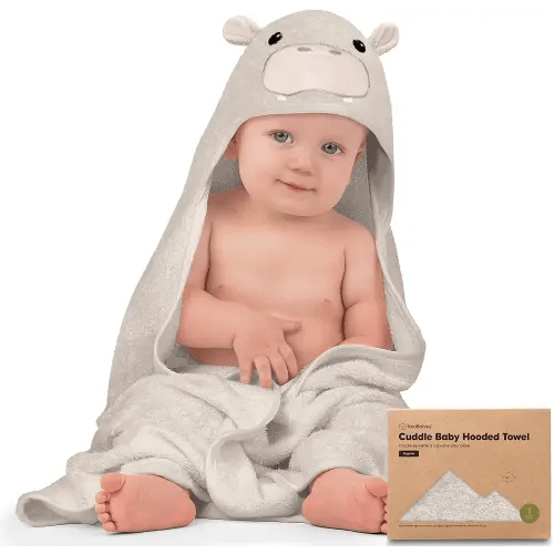 KeaBabies Baby Hooded Towel - Viscose Derived from Bamboo Baby Towel, Toddler Bath Towel, Infant Towels, Large Hooded Towel, Organic Baby Towels with Hood for Girls, Babies, Newborn Boys (Hippo)