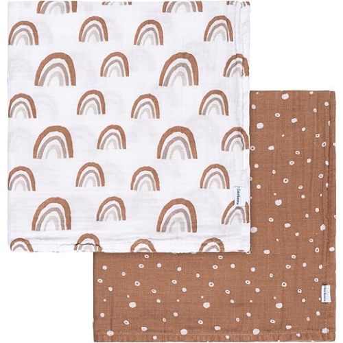 Gerber Baby Unisex 2-Pack Muslin Blanket, Boho Rainbow, One Size