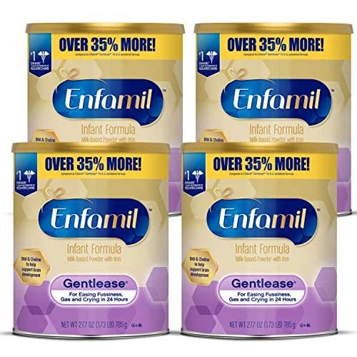Enfamil Gentlease Baby Formula, Reduces Fussiness, Crying, Gas and Spit-up in 24 hours, DHA & Choline to support Brain development, Value Powder Can, 27.7 Oz (Pack of 4)