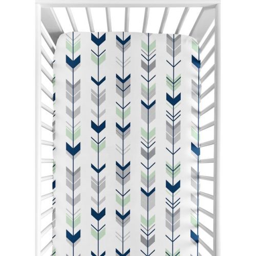 Sweet Jojo Designs Gender Neutral Unisex Baby Fitted Crib Sheet Woodsy Blue Green Grey