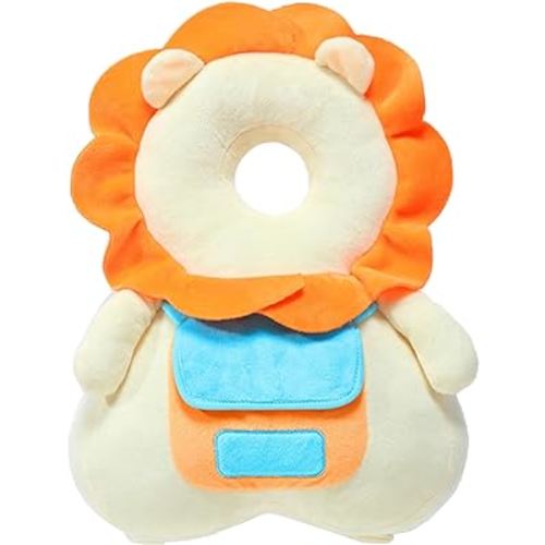Baby Walker Head Protector Toddler Adjustable Baby Head Protection Backpack Wear Safety Pad (Beige Lion)