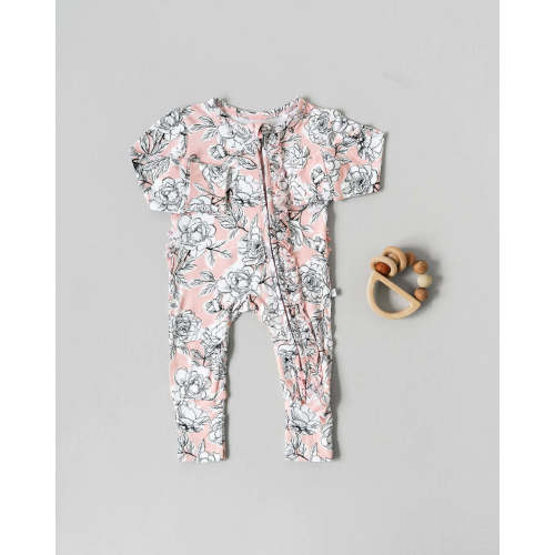 Allie Floral Bamboo Ruffle Convertible Footie