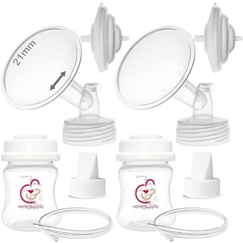 Pump Parts Compatible with Spectra S2 Breast Pump - Flange 21mm Duckbill Valve Tubing Bottles Backflow Protector