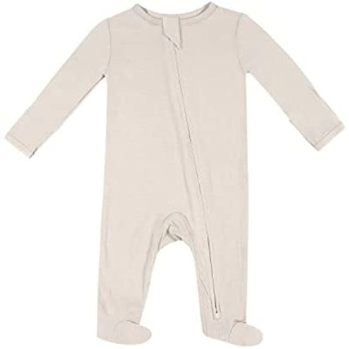 TWINOR Baby Footed Pajamas with Mittens, Soft Bamboo Viscose One-Piece Romper for Newborn Infant