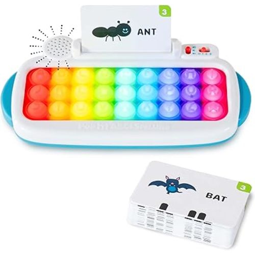 Chuckle & Roar Pop It! ABC & Spelling Keyboard – Interactive Alphabet & Sight Word Learning Toy with LED Lights, Soft Sensory Keys, 3 Grow-with-Me Modes, Screen-Free Educational Toy for Kids