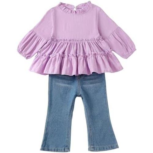 Renotemy Baby Girl Clothes Toddler Girl Clothes Outfits Infant Clothing Jeans Pants Set Cute Clothes Set for Girls