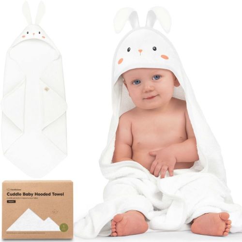 KeaBabies Cuddle Baby Hooded Towel, Organic Baby Bath Towel, Hooded Baby Towels, Baby Beach Towel for Newborn, Kids (Lamb)
