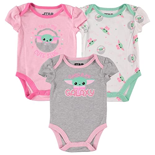 STAR WARS Baby Girls Bodysuits 5-Pack - Baby Girls' Bodysuits 5-Pack with Princess Leia, R2-D2, Yoda Baby Clothes