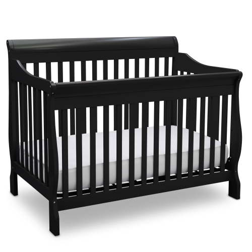 Delta Children Canton 4-in-1 Convertible Crib - Easy to Assemble, Ebony Black
