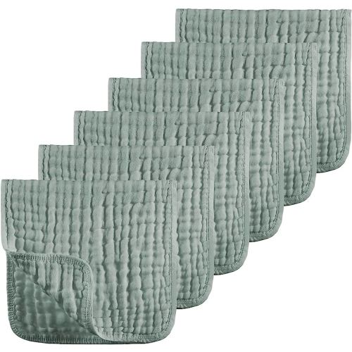 Muslin Burp Cloths 100% Cotton Muslin Cloths Large 20''x10'' Extra Soft and Absorbent 6 Pack Baby Burping Cloth for Boys and Girls by Looxii (Dark Green)