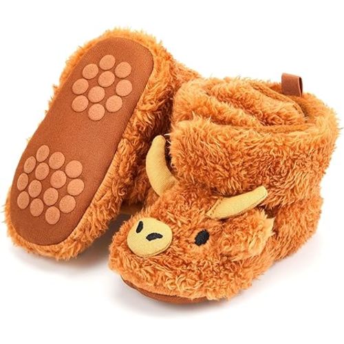 Baby Booties Highland Cow Baby Shoes Animal Unisex Newborn Infant Slippers for Toddler Infant Boy Girl