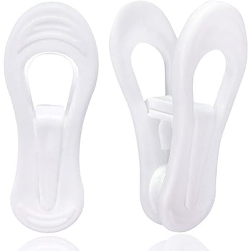 White Hanger Clips 60 Pack, Multi-Purpose Plastic Hangers Clips Perfect for Plastic Velvet Hangers, Clothes Pins Finger Clip for Skirt Pants