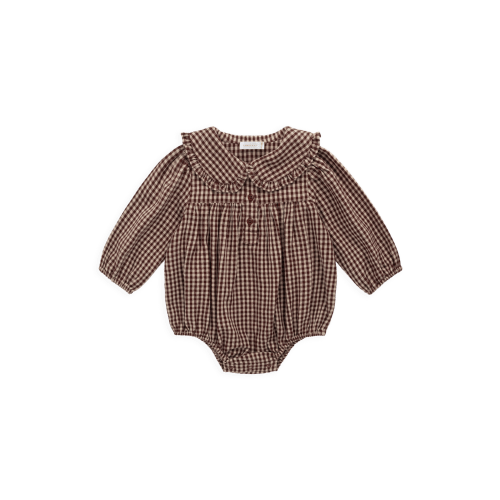 Organic Cotton Elowen Playsuit - Cinnamon Gingham – Jamie Kay USA