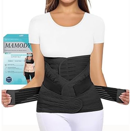 3 in 1 Postpartum Belly Wrap – Postpartum Belly Band Support Recovery Belt, After Birth Brace, Slimming Girdles, Body Shaper Waist Shapewear, Post Surgery Pregnancy Belly Support Band (S/M, Midnight Black)