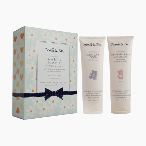 Noodle & Boo Baby Bath & Massage Set - Green Hearts & Daisies