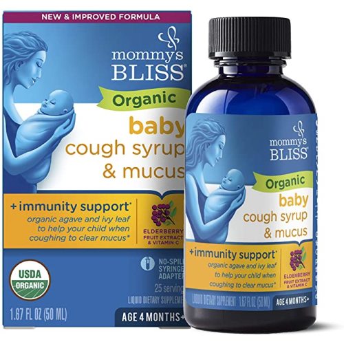 Mommy's Bliss Organic Baby Cough Syrup and Mucus + Immunity Support, Contains Organic Agave and Ivy Leaf, Made for Babies 4 month+, 1.67 Fluid Ounces