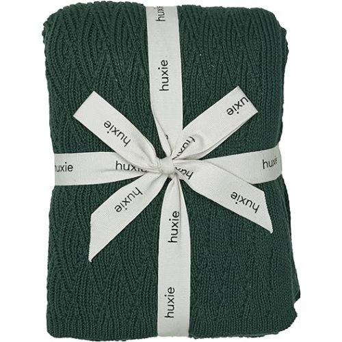 Knitted Organic Cotton Baby Blanket- Swaddle Blanket, 30" x 40" Soft Receiving Blanket for Newborn (Forrest Green)